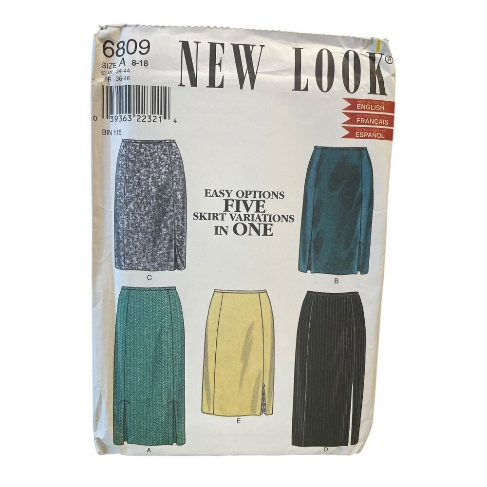 New Look 6809 Sewing Pattern skirt‎ Straight Career Professional Size 8-18